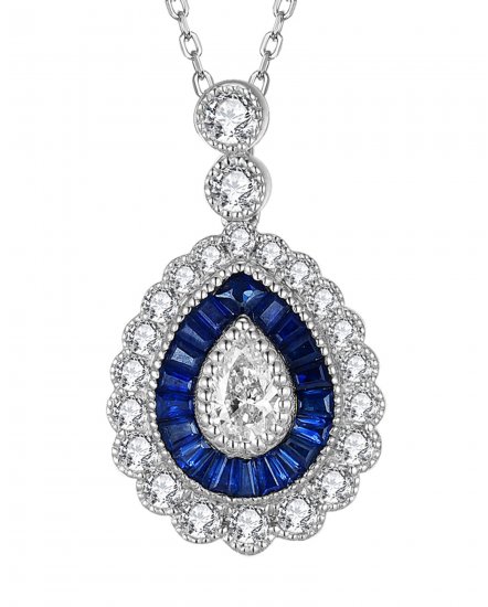 PEAR SAPPHIRE DIAMOND PENDANT (TP2546)
